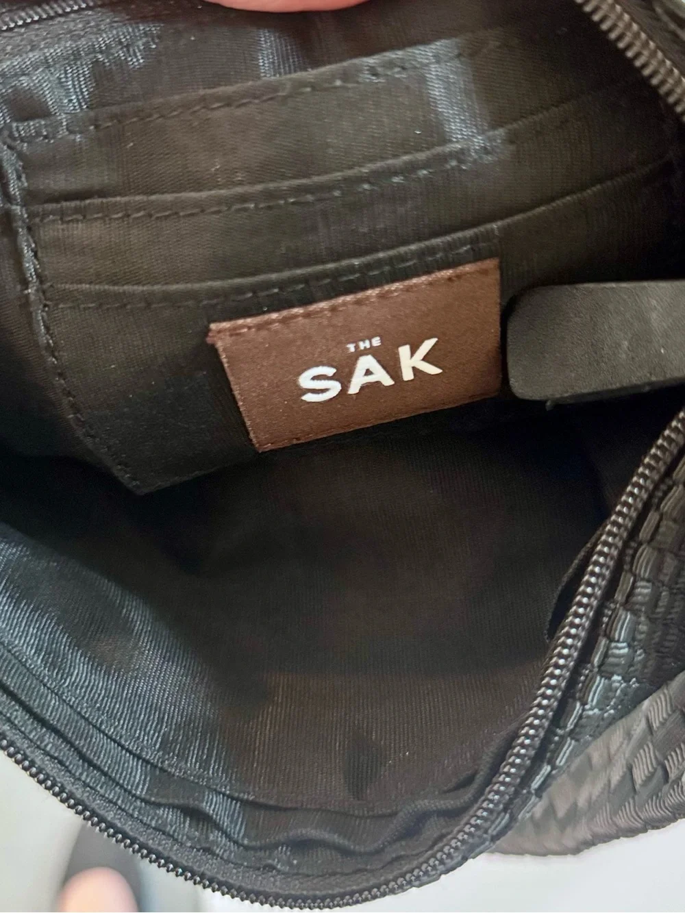 The Sak Black Woven Mini Shoulder Bag Y2K Baguette Purse Braided Strap
